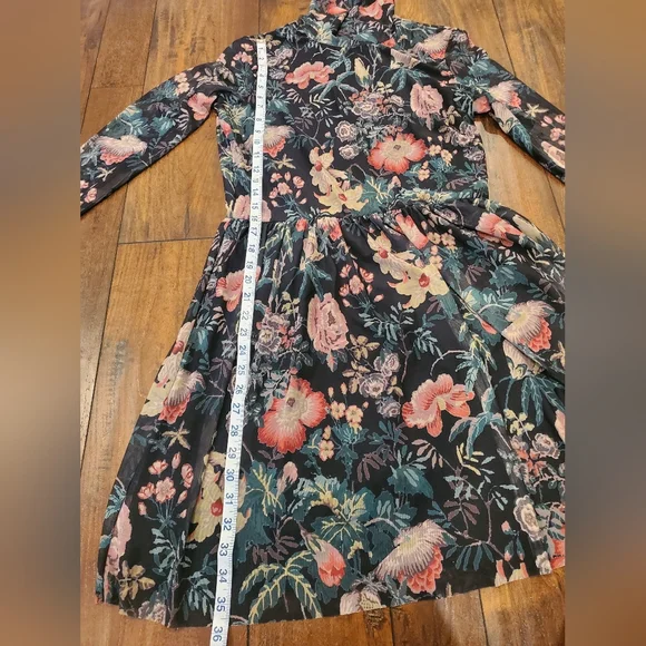 Rebecca Taylor La Vie Faded Garden Mesh Long Sleeve Dress Large - Picture 12 of 16